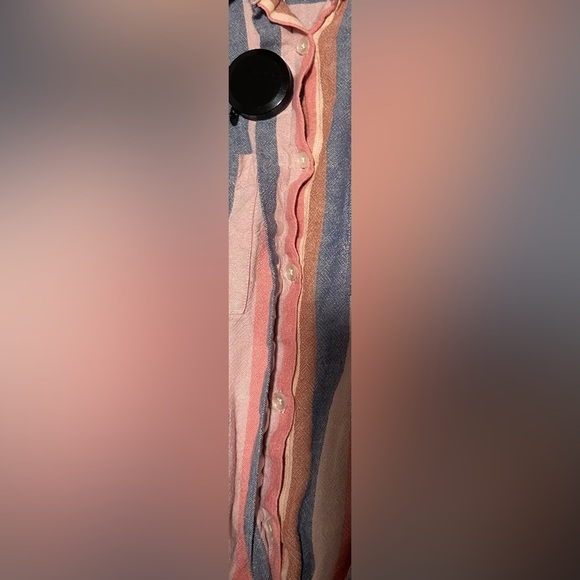 Dip Pink and Blue Linen Sleeveless Front Tie Striped Shirt - Picture 11 of 11